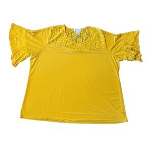 Mustard yellow Blouse, Emma and Olive size 3X